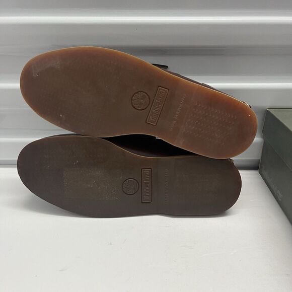 TIMBERLAND MEN CLASSIC 2 EYE ROOT BEER SHOE BROWN FULL GRAIN BOAT SHOE SZ 8.5 M main image 6